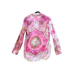 Tie Dye Long Sleeve Button Up Shirt | Women’s Shirt | Mandala Fold - Ice Dye